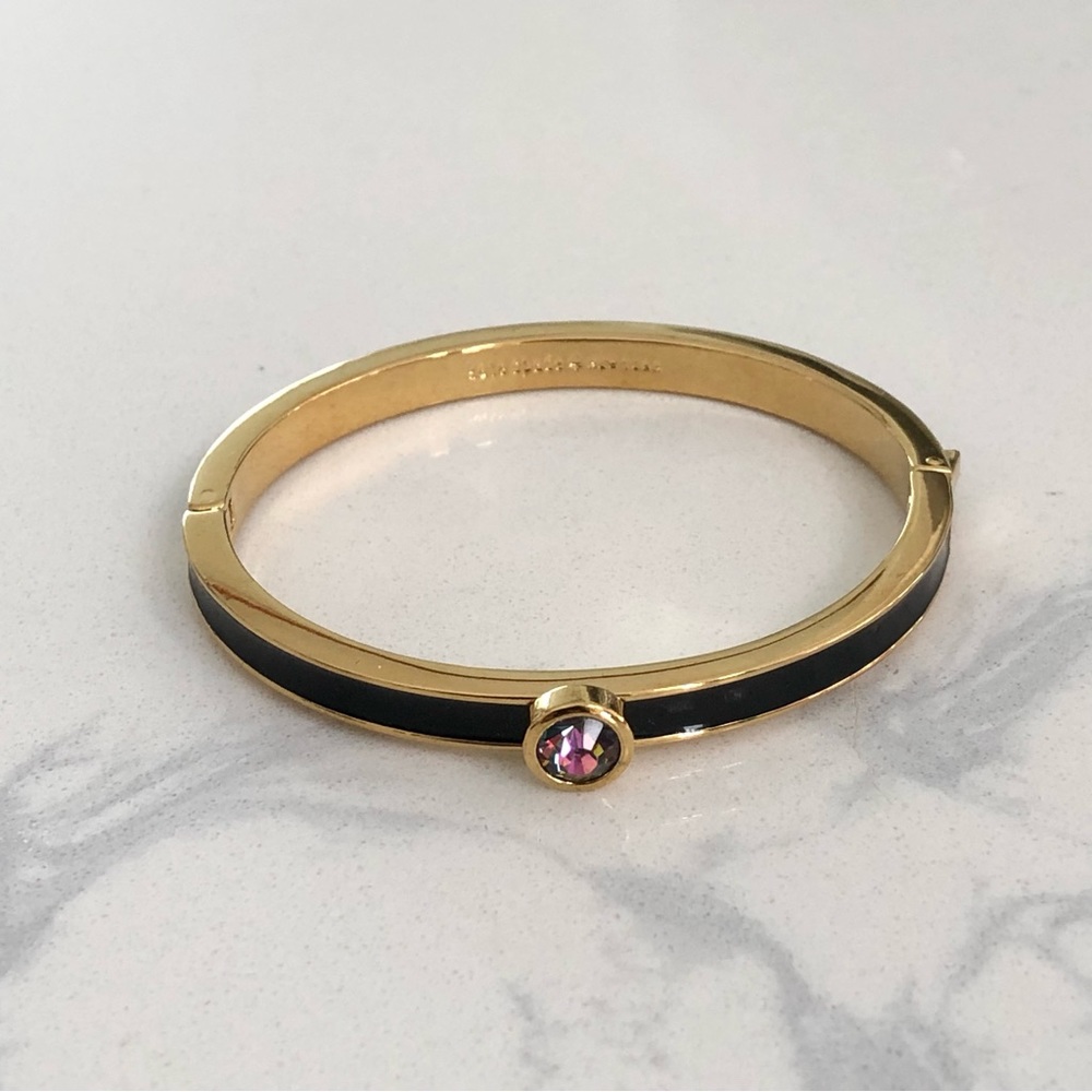 ⭐️Kate Spade⭐️Forever Gems Gold Black Hinged Bracelet Women's Bangle Jewelry